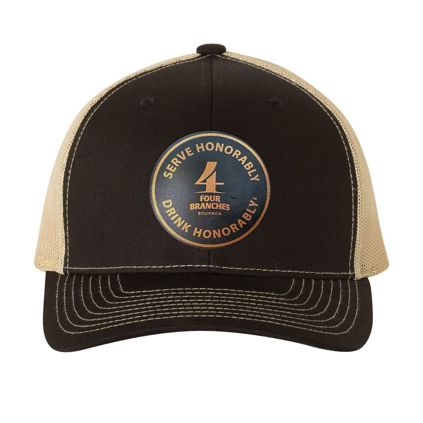 Four Branches Bourbon Round Leather Patch Hat