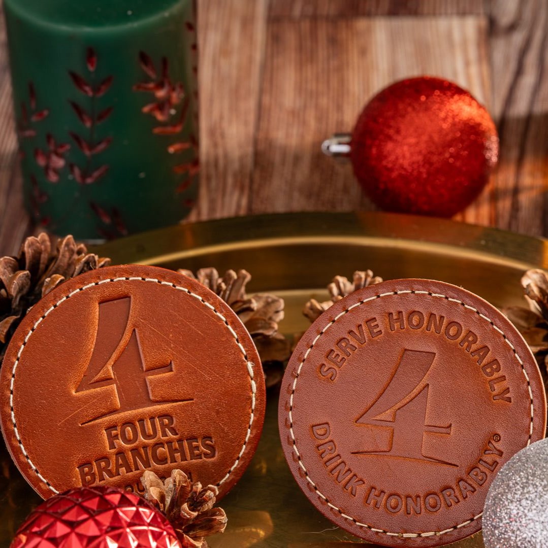 Four Branches Bourbon Leather Coasters (Set of Two)