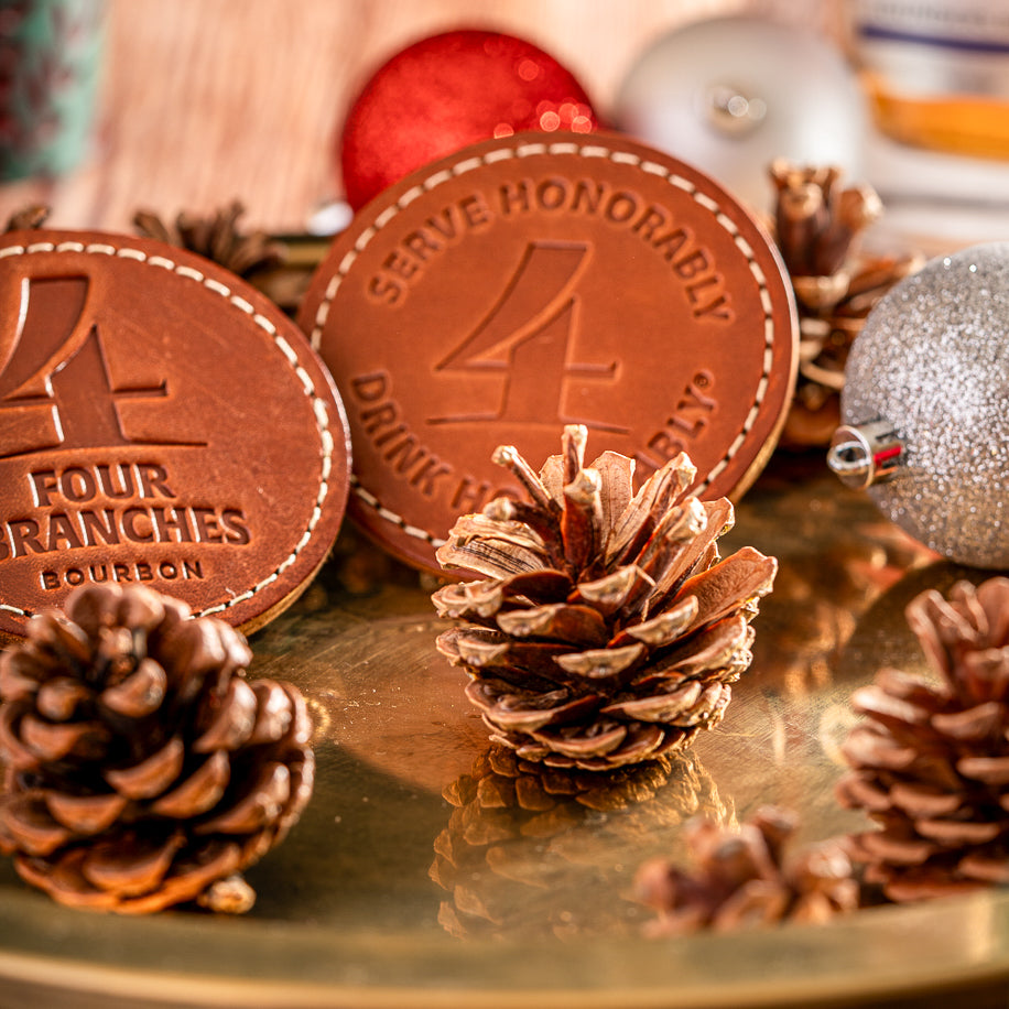 Four Branches Bourbon Leather Coasters (Set of Two)