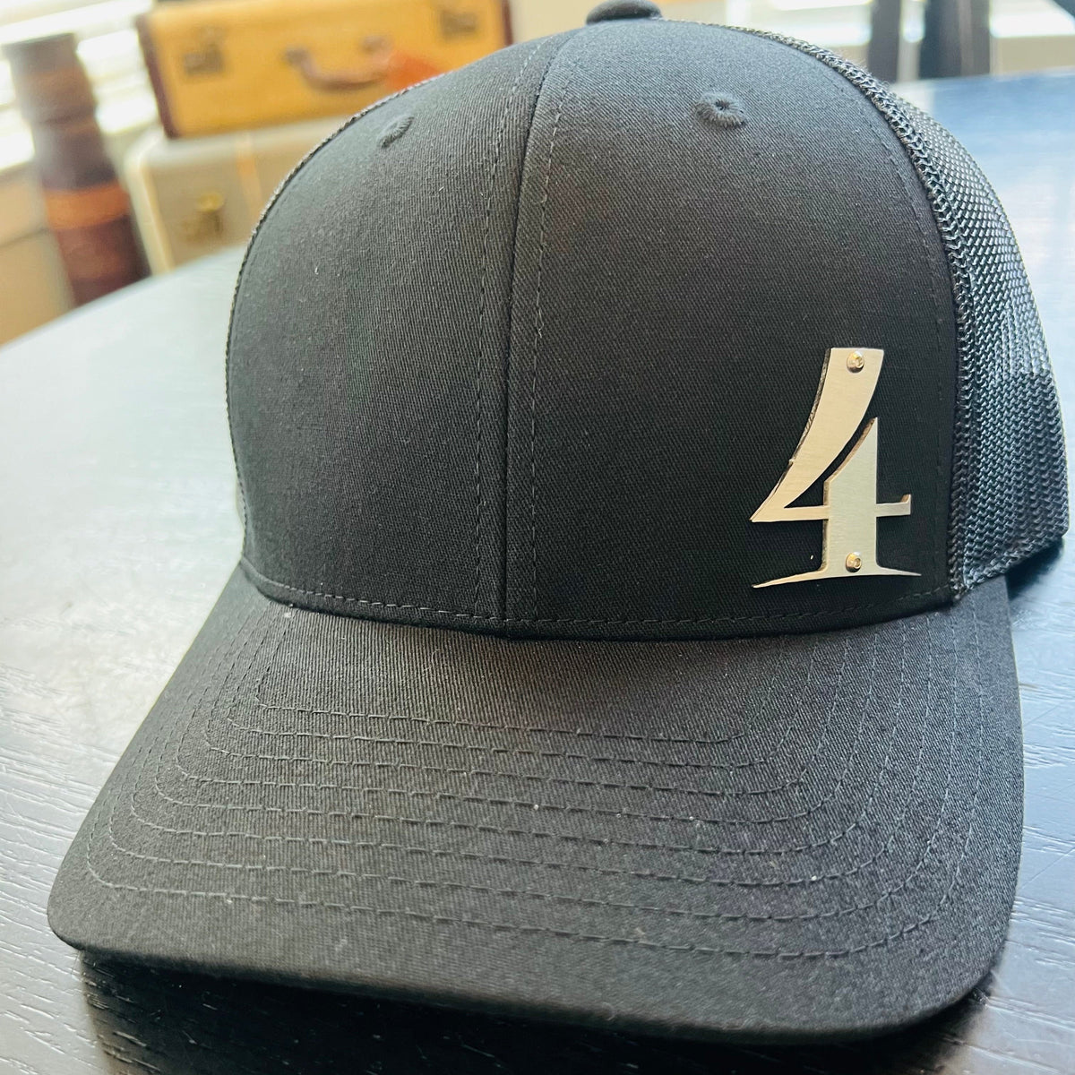 Limited-Edition Black Hat with Stainless Steel Four Branches Logo Patch