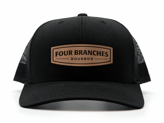 Four Branches Leather Patch Hat- Black