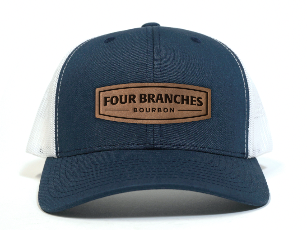 Four Branches Leather Patch Hat-Navy/White