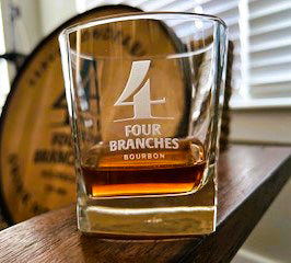 Four Branches Bourbon Set of Two Engraved Rocks Glasses