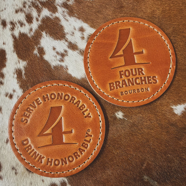 Four Branches Bourbon Leather Coasters (Set of Two) Four Branches
