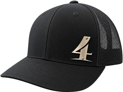 Limited-Edition Black Hat with Stainless Steel Four Branches Logo Patch