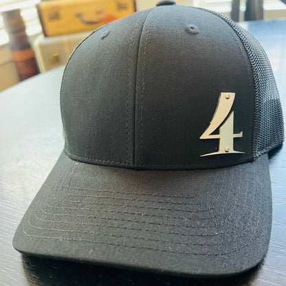 Limited-Edition Black Hat with Stainless Steel Four Branches Logo Patch